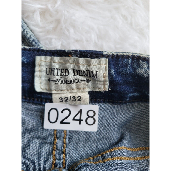 [248] United Denim Men's Size 32/32 Blue Distressed Jeans - Picture 5 of 5